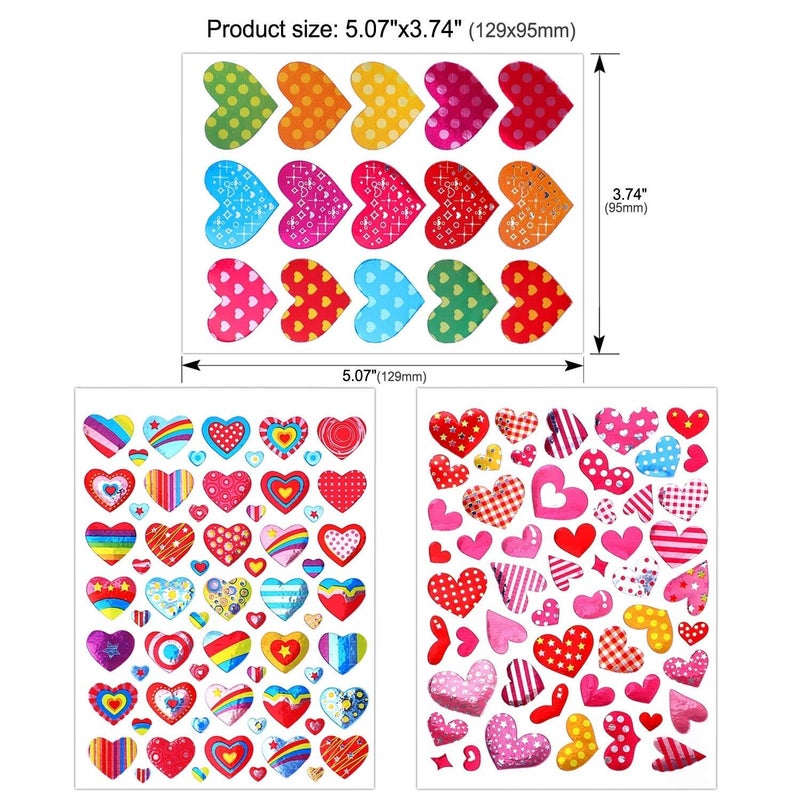Dream Loom Love Heart Stickers, 60 Sheets Colorful Heart Decorative Stickers for Valentine's Day, Anniversaries, Wedding - Image 2